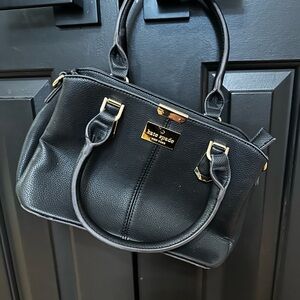 kate spade Black Pebbled Leather Satchel with Gold Hardware
